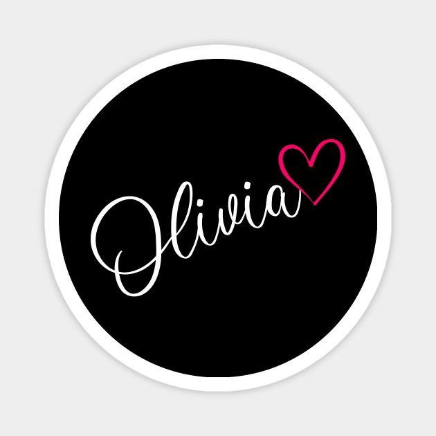 Olivia Name Calligraphy Pink Heart Magnet by xsylx